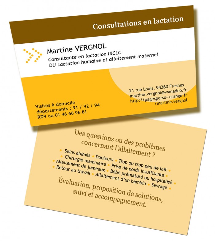Carte de visite de Martine Vergnol, consultante en lactation IBCLC